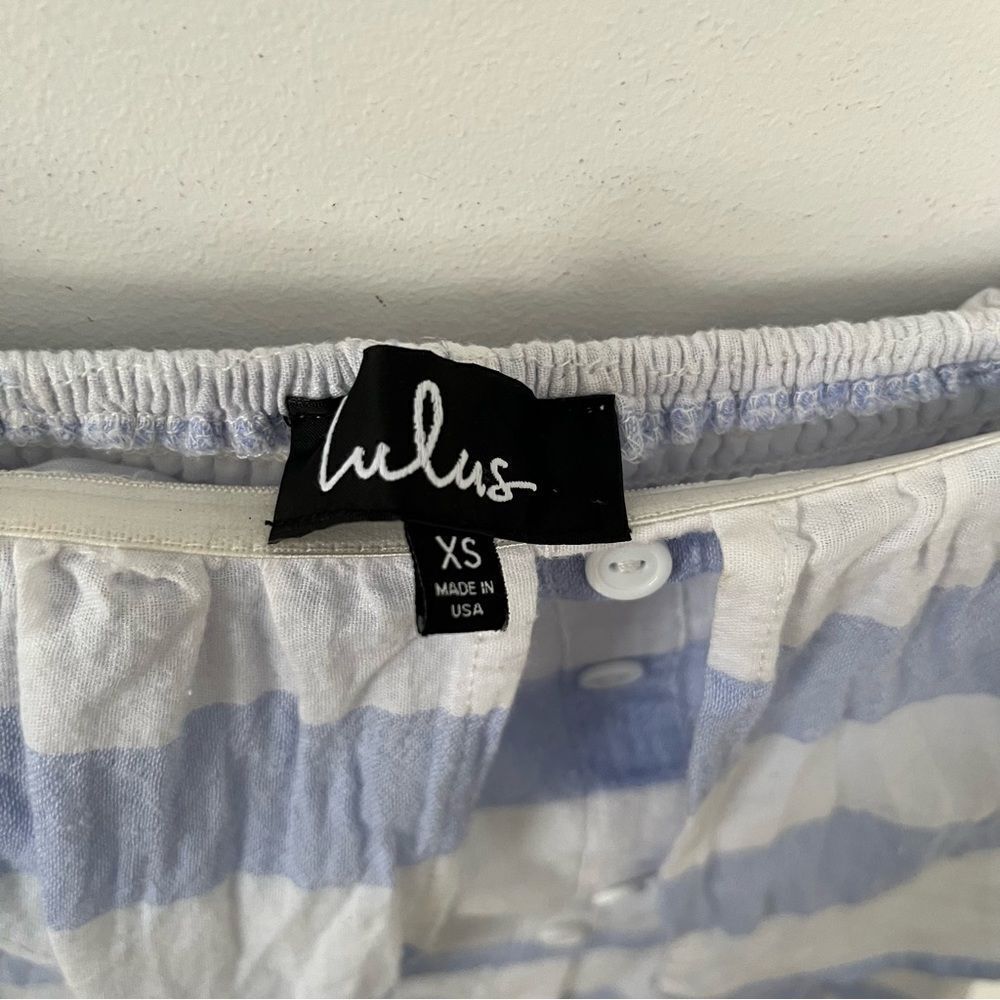 Lulus Blue White Striped Off Shoulder Mini Dress XS Summer - Picture 15 of 16